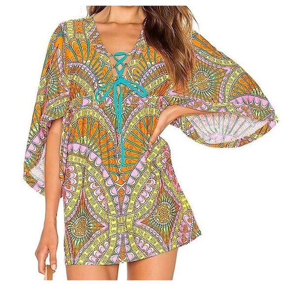 Trina Turk Swim & Spa Capri Tunic Cover-Up Orange Sherbet Large - Picture 1 of 8